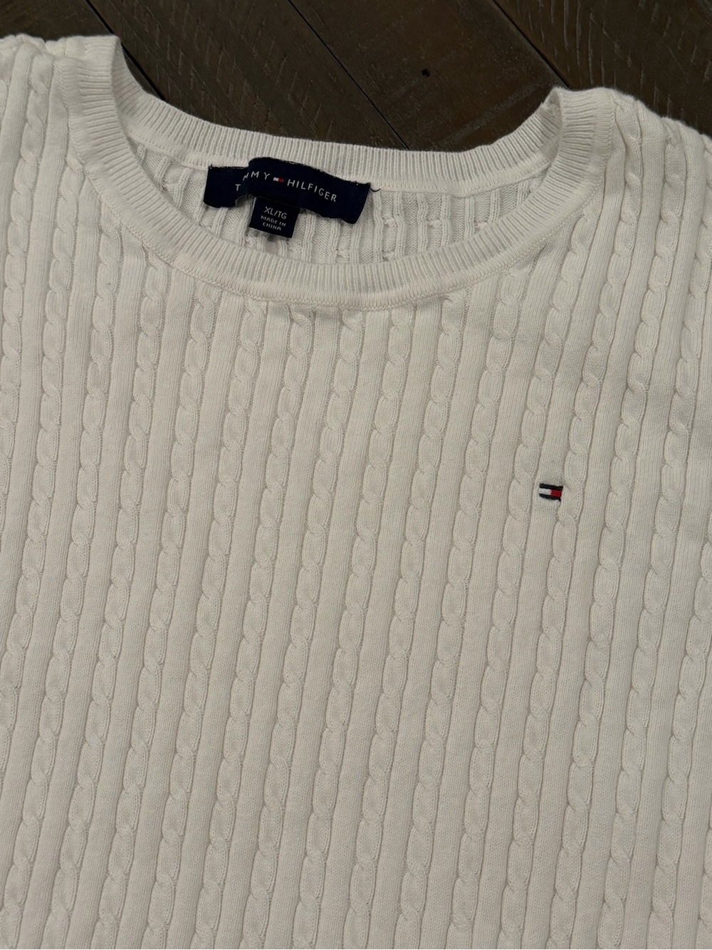 Tommy Hilfiger Women’s Cable Knit Short Sleeve Sweater XL - Picture 2 of 2